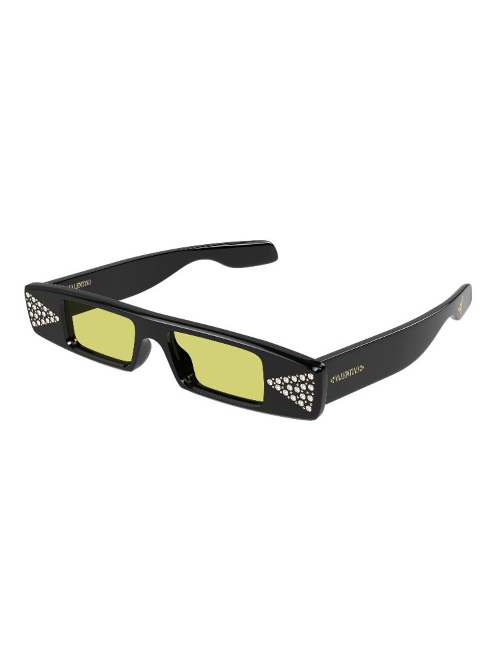 New Valentino Unisex Sunglasses Black Yellow Lens Acetate Frame VG0043S 001 45